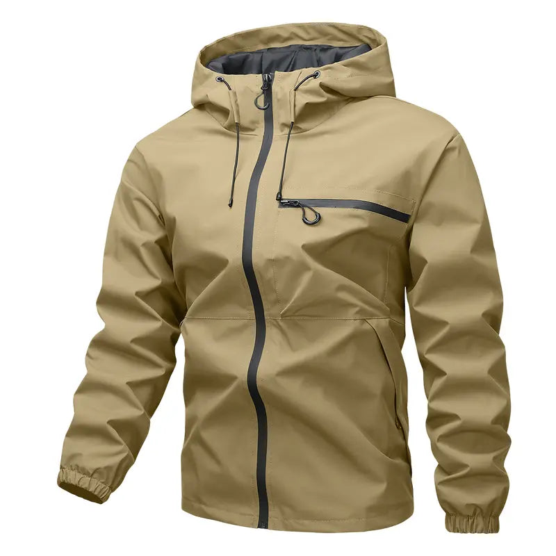 JOGWAVE Men’s Lightweight Hooded Windbreaker Jacket - Menswear Tops, Athletic Plain Regular Fit, Windproof Polyester, Long Sleeve, Zipper Closure, Pockets for Casual Outdoor Everyday Wear