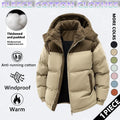 Men's Cotton Winter Coat Hooded Fleece-Lined Color-Block Jacket Casual Everyday Outerwear, Removable Hood, Windproof Padding, Thick Insulated, Anti-Running Cotton, Easy to Pair - Couples Style