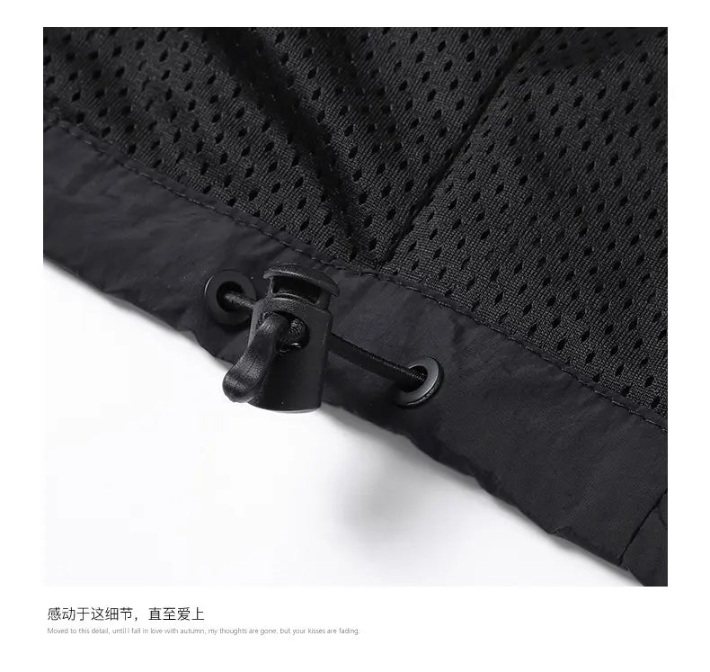 Multi Color Mens Solid Mesh Lined Attached Hood Zip Wind Coat, Light Breathable Windproof Fabric Jacket for Teenagers & Adults Outdoor Sports Daily Activities