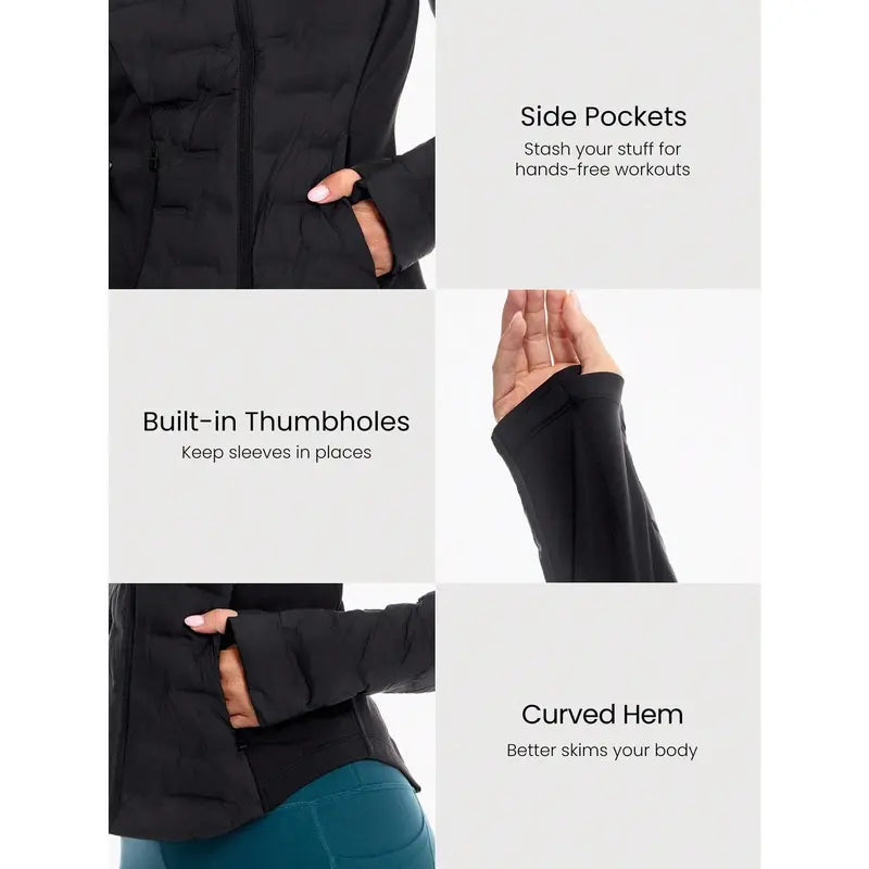 GLOWMODE High Chill Warm Soft Seamless Stretchy Reflective Down-Proof Slim-Fit Puffer Jacket Autumn Winter Outdoor Daily Casual