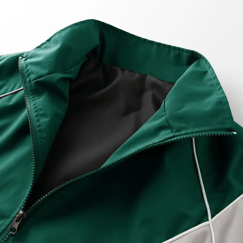 Men's Casual Stand Collar Jacket Features contrasting color trim detailing Windproof and abrasion-resistant surface Ideal for cycling, streetwear, and everyday casual wear Perfect layering piece for outerwear Streetwear apparel Coats Long Sleeve M...