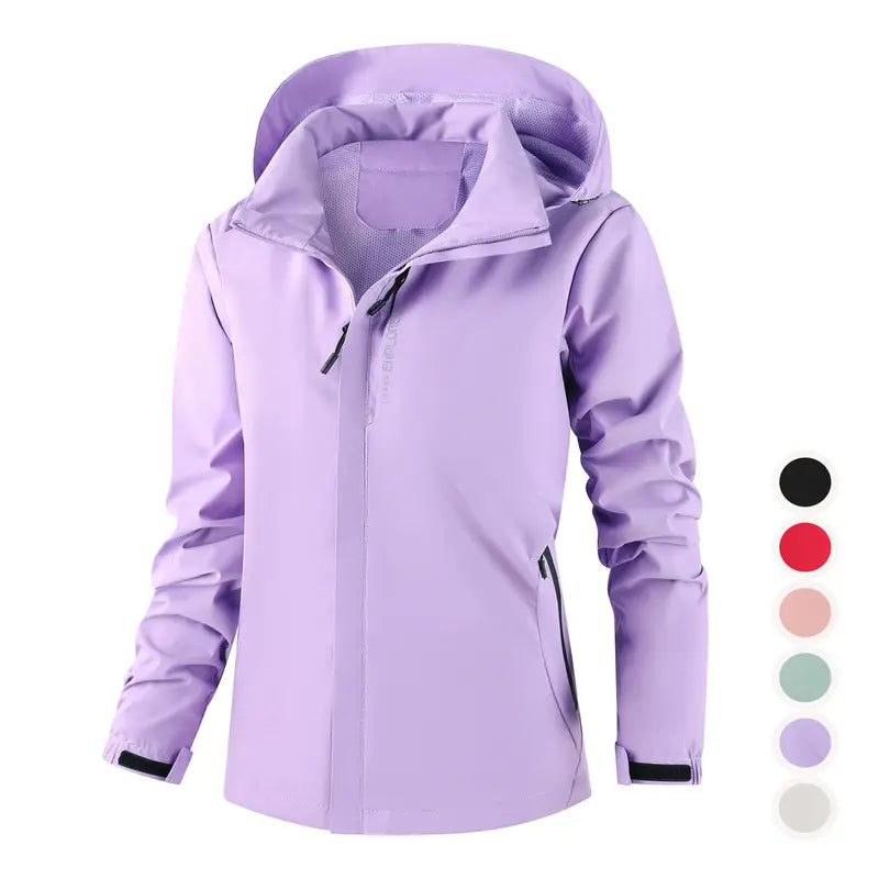 Women’s Hooded Hardshell Jacket | Windproof & Waterproof Spring/Autumn Outdoor Hiking Jacket, perfect for commuting and outings
