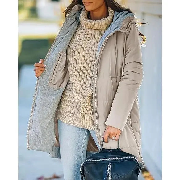 Imily Bela Womens Warm Puffer Down Jacket Hooded Winter Lightweight Mid Quilted Coat with Pockets