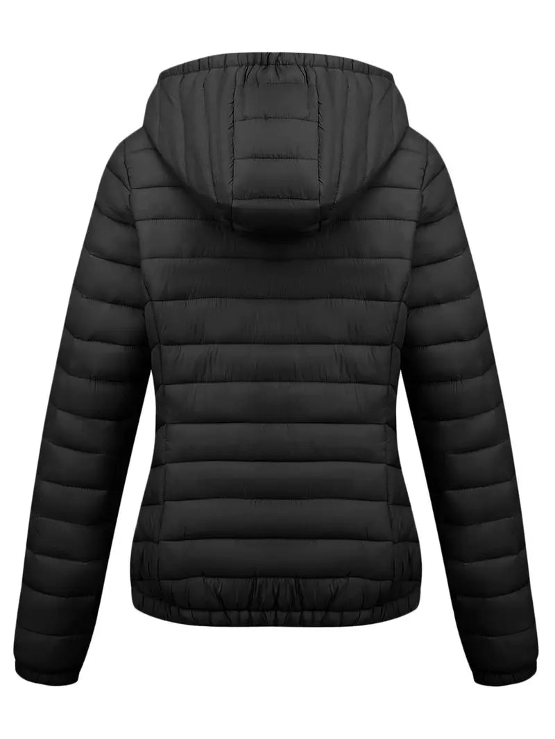 Women's Winter Lightweight Quilted Jacket Outerwear, Casual Fitted Design with Zipper, Plain Pattern, Perfect for Daily Commute and Fall/winter Wear