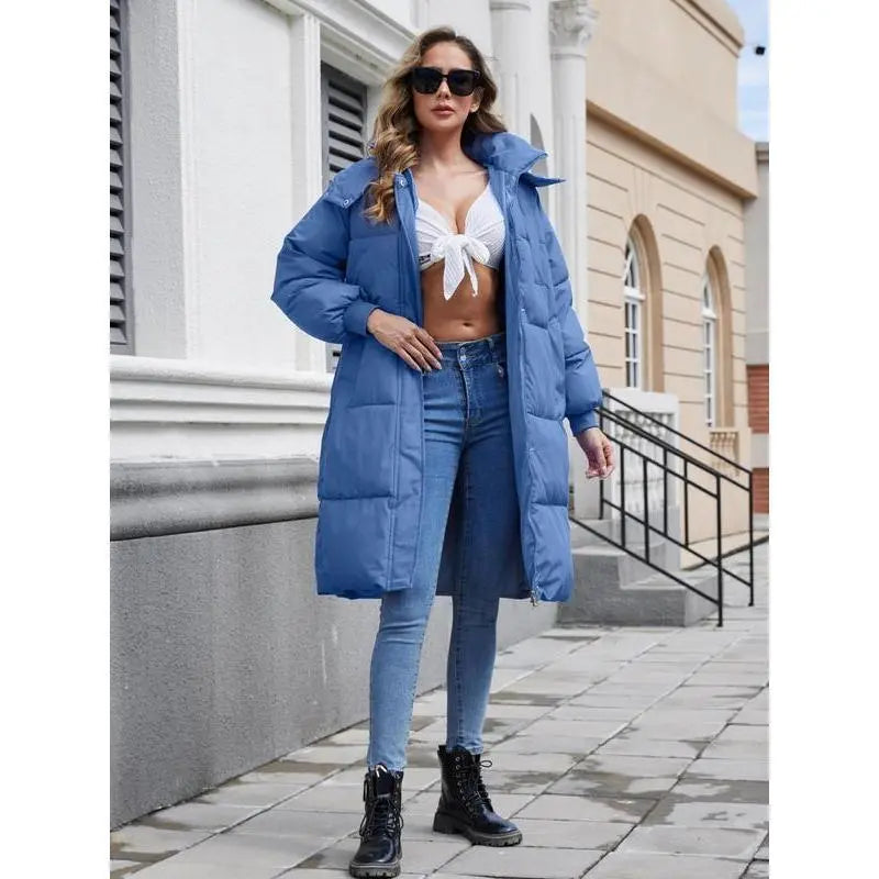 VVZ Women's Pink Button Front Full Zip Up Coat Trendy Warm Raglan Sleeve Outerwear for Daily Wear Puffer Jacket Hooded Coat Essential Winter Clothing Piece Style Tops Twist