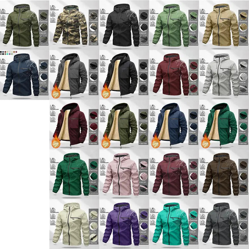 Unisex all-weather waterproof windproof jacket | Lightweight outerwear with a hood and adjustable brim, suitable for hiking and everyday wear, with adjustable cuffs—ideal for hiking and commuting