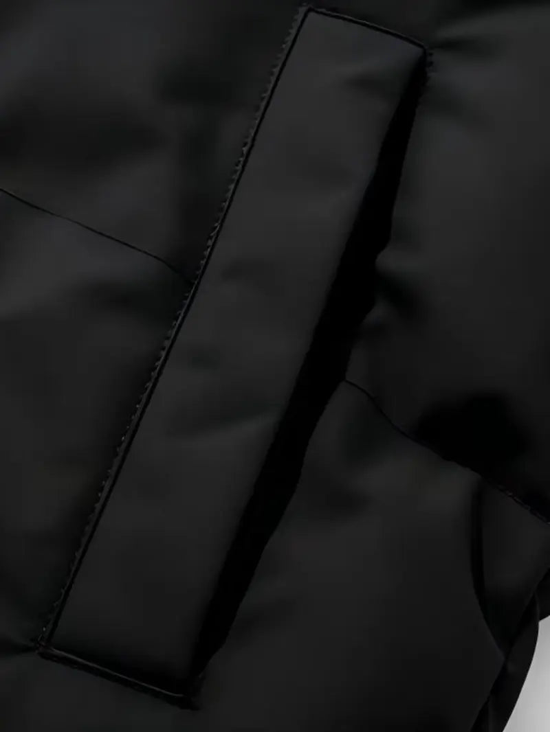 New Men's Hooded Puffer Jacket, Winter Warm Quilted Coat, Daily Commute Casual Loose Fit Windproof Outerwear, Long Sleeve Plain Design