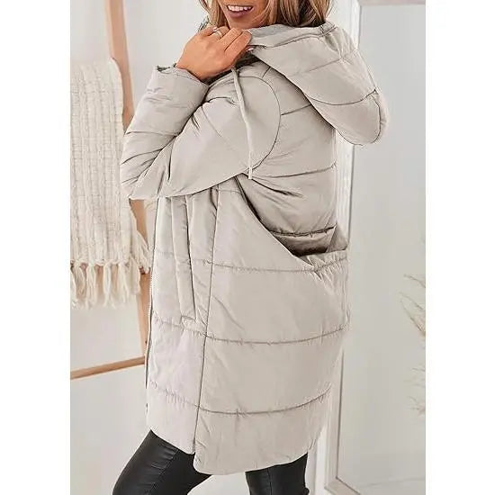 Imily Bela Womens Warm Puffer Down Jacket Hooded Winter Lightweight Mid Quilted Coat with Pockets