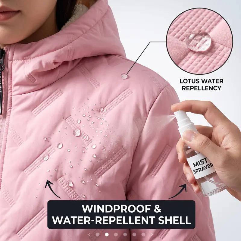 【JOGWAVE】Women’s Thick Padded Full-Zip Hooded Jacket | Windproof & Warm Winter Heavyweight Coat XS-2XL