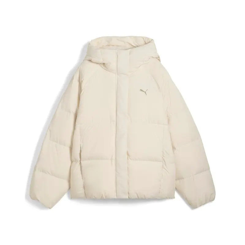 PUMA Womens Hooded Down Puffer Jacket Athletic Outerwear Casual - Beige