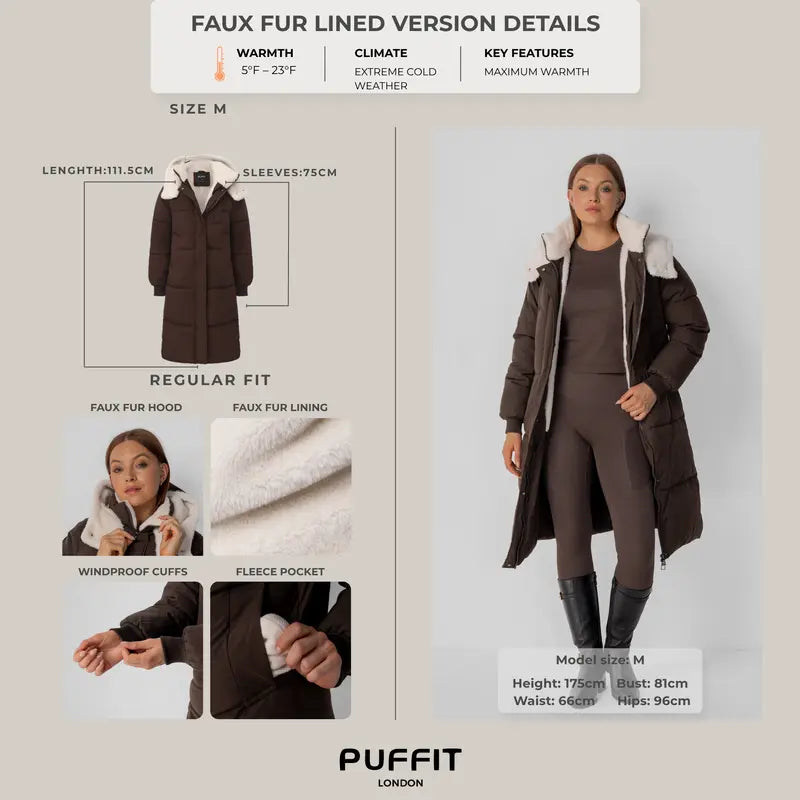 PUFFIT WarmCore Premium Classic Hooded Long Puffer Coat Women Long Ladies Quilted Outerwear Jacket Big Pocket,Water Repellent,Fall Winter Warm Basic Long Sleeve Tops Coat,Womenswear,2026 Shopping