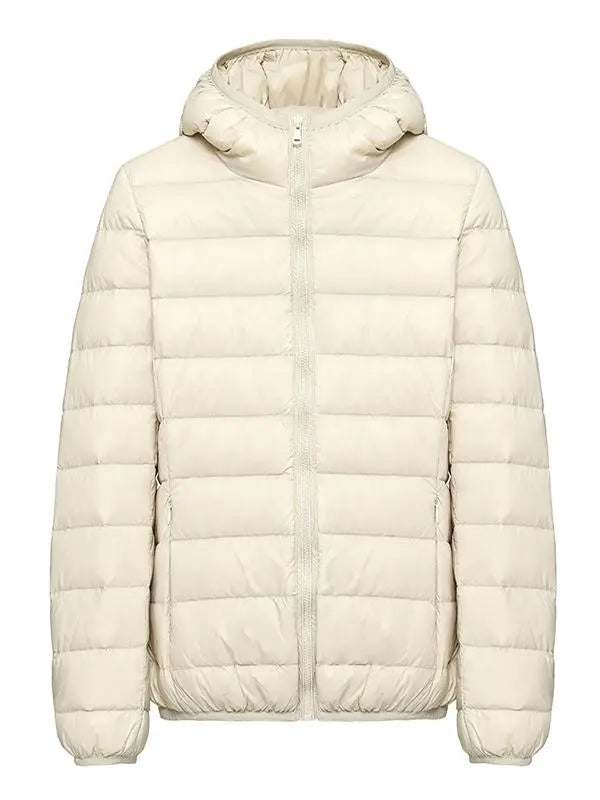 Clean Gent women’s winter down jacket, 90% white duckdown content, casual slim-fit hooded outerwear with pockets, lightweight and warm for autumn/winter commuting, new arrival for fall