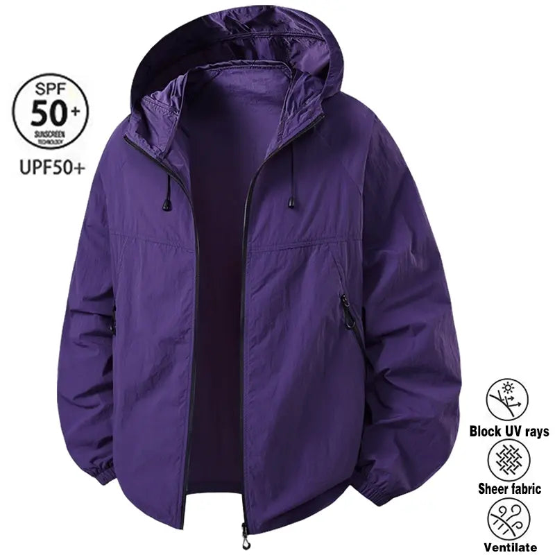 2026 Summer Hooded Sunscreen Clothing Skin Clothes Men's Summer Ultra Thin Breathable Outdoor Fishing Skin Windbreaker Fishing Sunscreen Coat