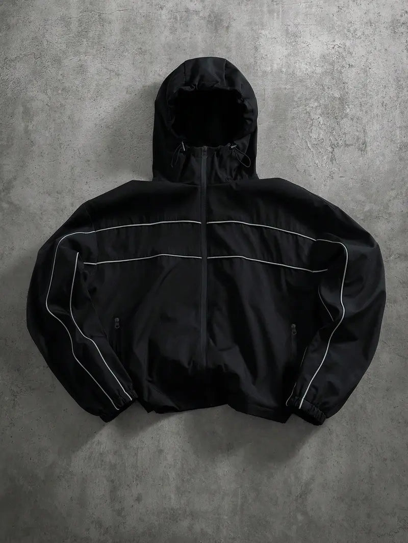 Best seller in the US market! Functional Style Hooded Softshell Jacket with 3M Reflective Trim, Windproof & Waterproof, Loose Outdoor Casual Outerwear