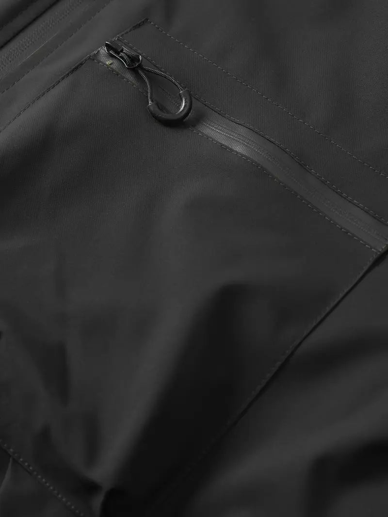 Men's Fitted Zip-Up Hooded Baseball Bomber Jacket - Plain/Stripe Print, Waterproof, Windproof, Drawstring Long Sleeves, Zipper Pocket Casual Outerwear for Outdoor Activities