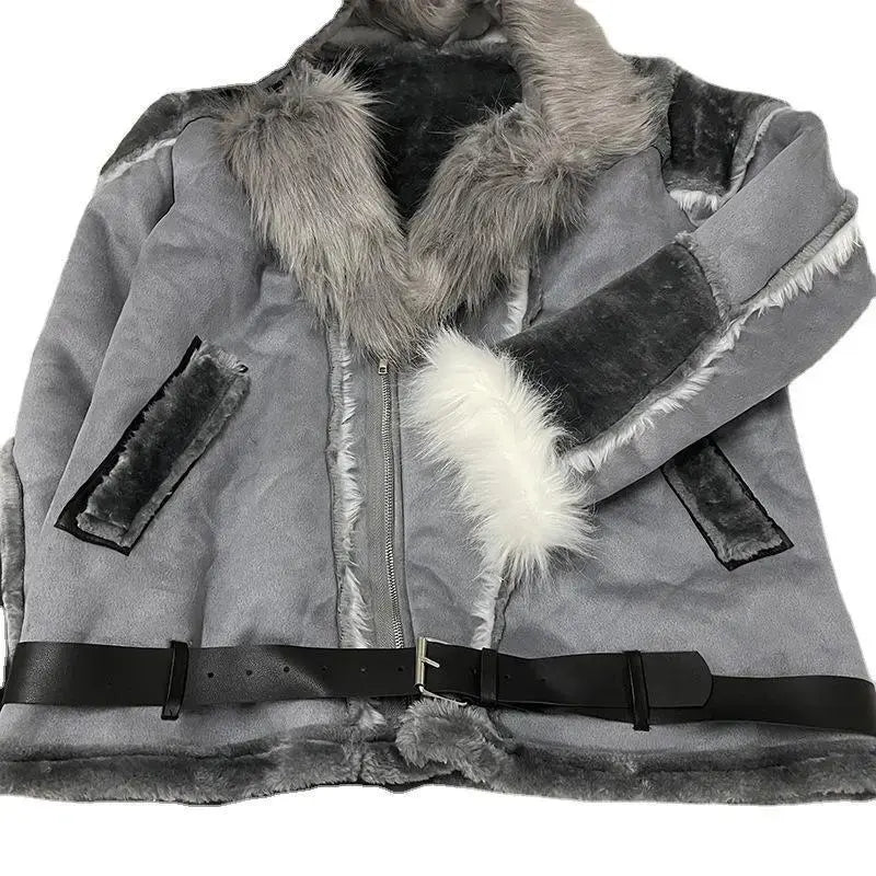 Material Upgrade Thickened Domestic Wearable Quality Men's Faux Leather Velvet Large Fur Collar Long Sleeve Jacket 6516
