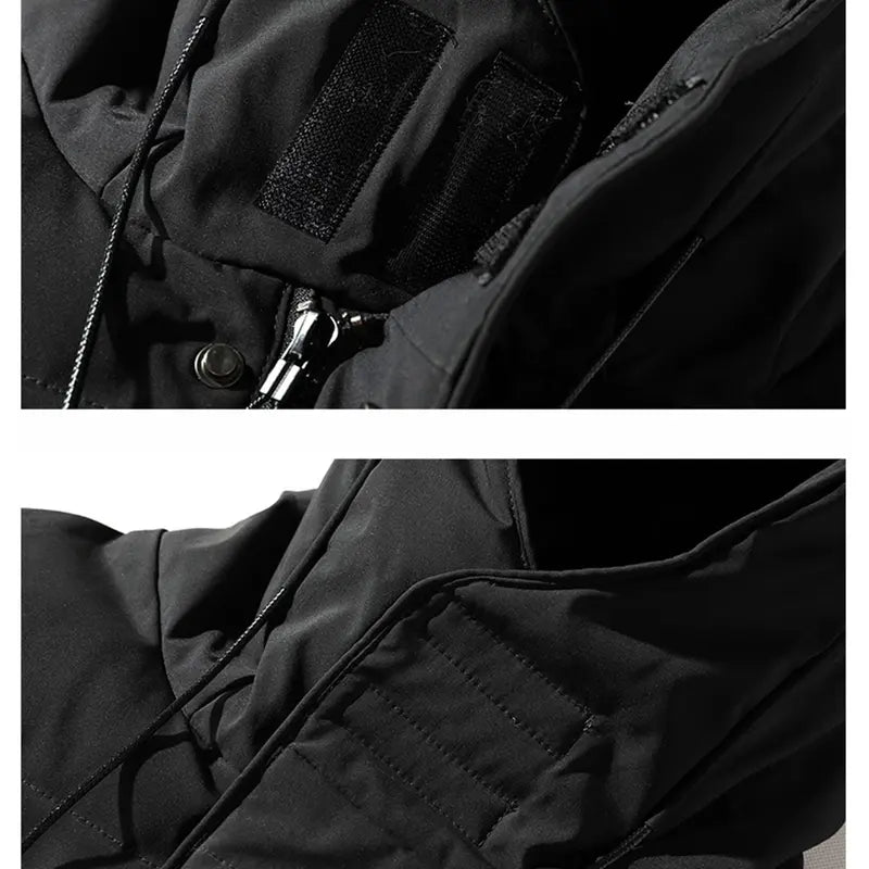 Men’s Winter Long Plain Puffer Jacket (Plus Size/Big & Tall) - Polyester-Filled Heavyweight Quilted Windproof Coat, Adjustable Drawstring Hood, Snap Buttons Hem, Zip-Up Street Chic Warm Jacket for Extreme Cold