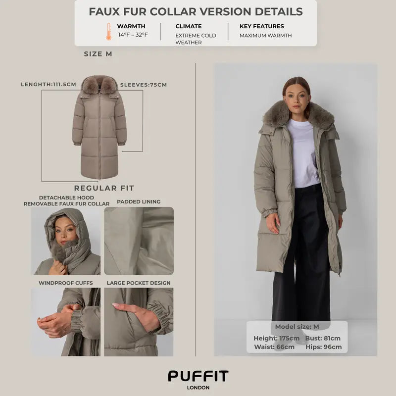 PUFFIT WarmCore Premium Classic Hooded Long Puffer Coat Women Long Ladies Quilted Outerwear Jacket Big Pocket,Water Repellent,Fall Winter Warm Basic Long Sleeve Tops Coat,Womenswear,2026 Shopping