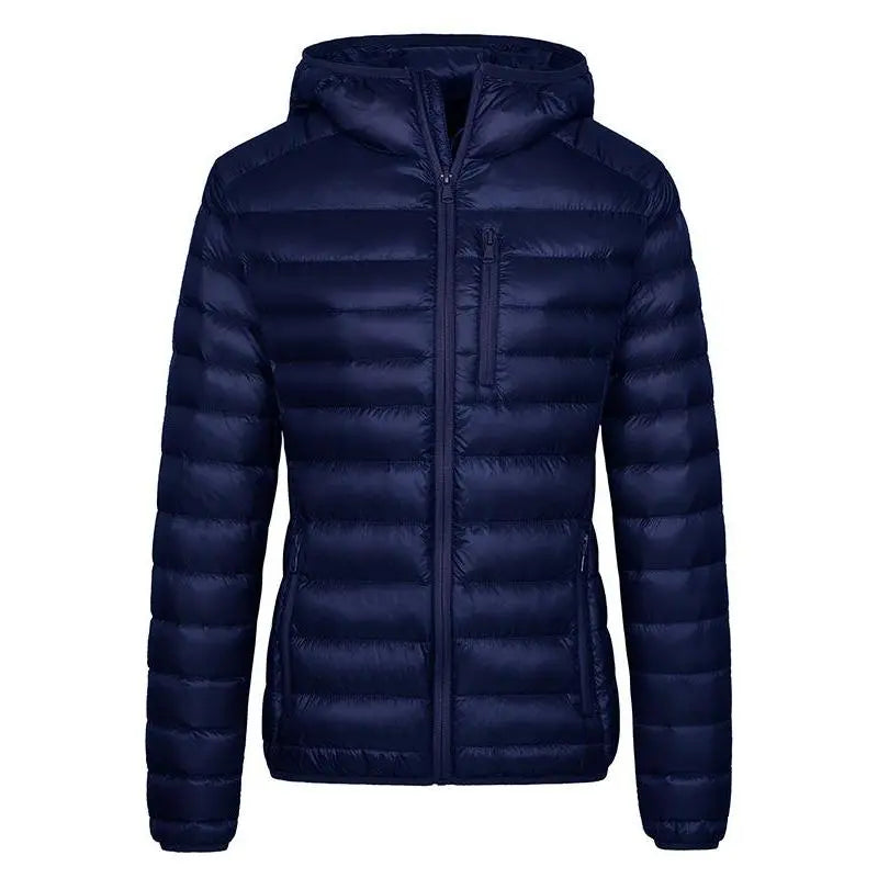 Lady's Packable ThermoLite II Down Puffer Jacket, Lightweight Hooded Clothes with Hood, Women's Tops for Cold Weather (Duck Down Filling)