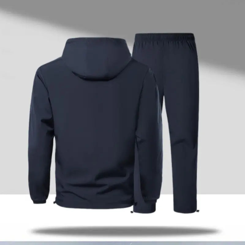 Men’s Unisex 2 Piece Sporty Clothing Set Hooded Long Sleeve Jacket & Below the Ankle Long Pants, Adjustable Hood, Breathable Wind Fabric, Elastic Cuffs, Lightweight Drawstring, All Seasons, for Sport Lover Lifestyle Hiking