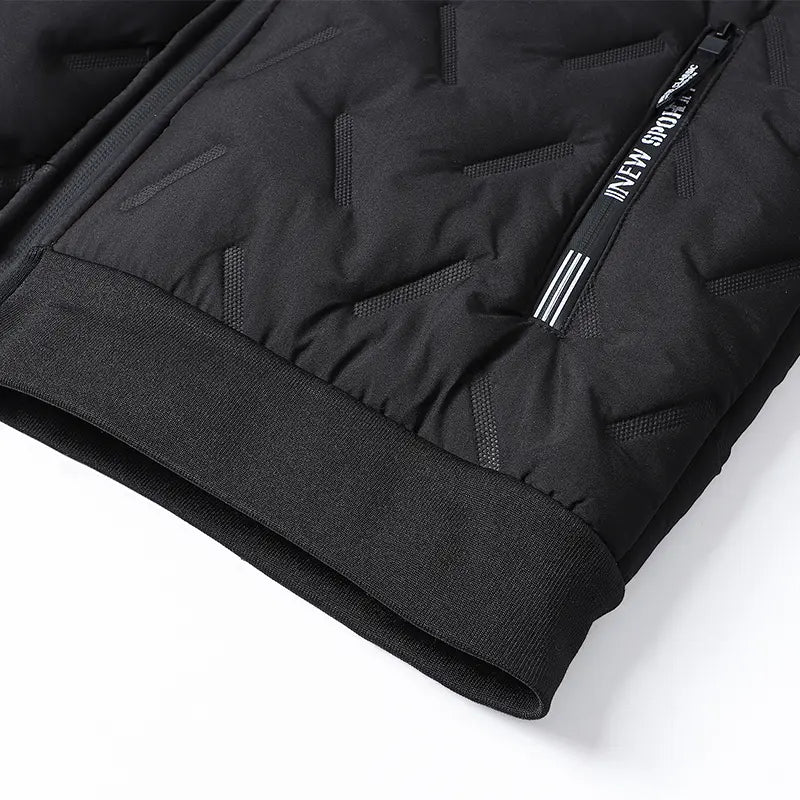 Men's Casual Plain Winter Jacket - Warm Fleece-Lined, Regular-Fit Polyester Pull-On Coat for Cold Weather Outdoor Wear