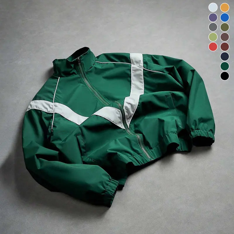 Men's Casual Stand Collar Jacket Features contrasting color trim detailing Windproof and abrasion-resistant surface Ideal for cycling, streetwear, and everyday casual wear Perfect layering piece for outerwear Streetwear apparel Coats Long Sleeve M...