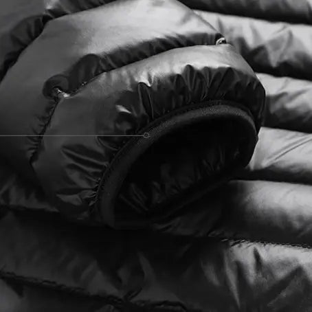 Men's Stylish Fitted Plain White Duck Down Puffer Jacket - Full-Zip, Lightweight, Windproof, Warm, Longsleeves, Male Clothing, Autumn Winter Casual Outdoor Wear, Lightweight Puffer Coat