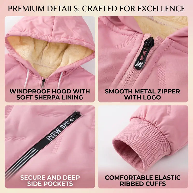 【JOGWAVE】Women’s Thick Padded Full-Zip Hooded Jacket | Windproof & Warm Winter Heavyweight Coat XS-2XL