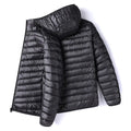 Men's Stylish Fitted Plain White Duck Down Puffer Jacket - Full-Zip, Lightweight, Windproof, Warm, Longsleeves, Male Clothing, Autumn Winter Casual Outdoor Wear, Lightweight Puffer Coat