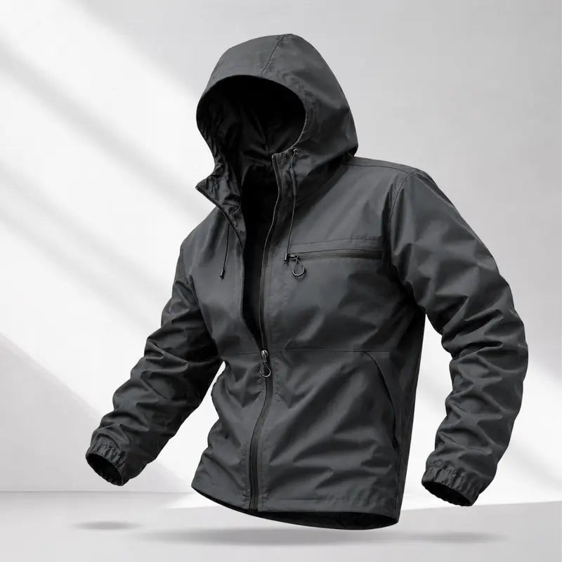 Men’s American-Style Outdoor Functional Lake Green Hooded Jacket | Lightweight Windproof Waterproof Casual Jacket, Stylish Men’s Jacket