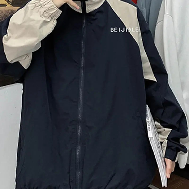 Gihuo Unisex Men Women Windbreaker Jacket Y2k Varsity Jackets Oversized Vintage 90s Jacket Casual Coats Tops Outerwear Long Sleeve Lightweight Unisex