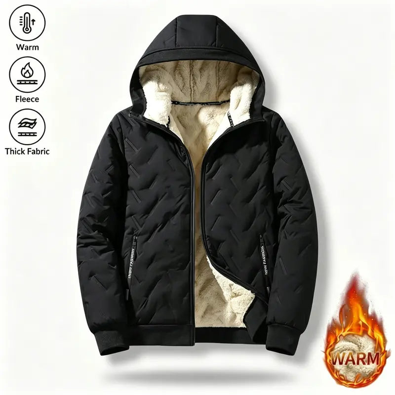 Men's Solid Polyester Lightweight Casual Jacket - Warm Fleece Lining, Fitted Regular Fit, Winter Outerwear