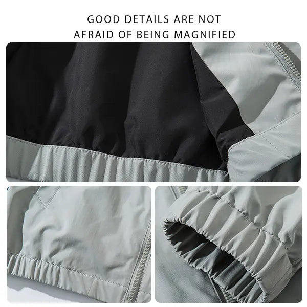 Men's Fitted Fashion Streetwear Crew Neck Waterproof Jacket - Quick-Dry, Moisture-Absorbing, Breathable Long-Sleeved Zip-Up Polyester Outdoor Wear - Suitable for Daily Leisure, Outdoor Activities