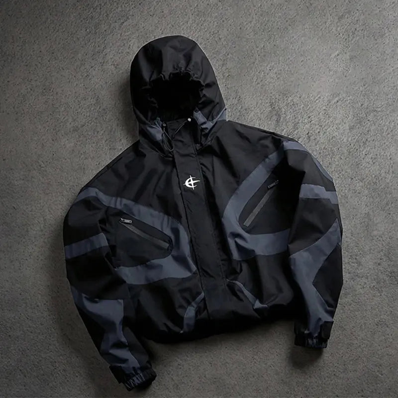Men's zipper jacket hooded, fashionable long-sleeved coat for spring and autumn, streetwear outfits , lightweight windproof outdoor jacket, preppy style menswear. Casual Stylish