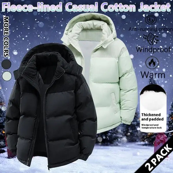 Men's Stylish Woven Color Block Padded Puffer Quilted Coat - Warm Fleece-Lined, Windproof Winter Outerwear with Removable Hood, Casual Jacket