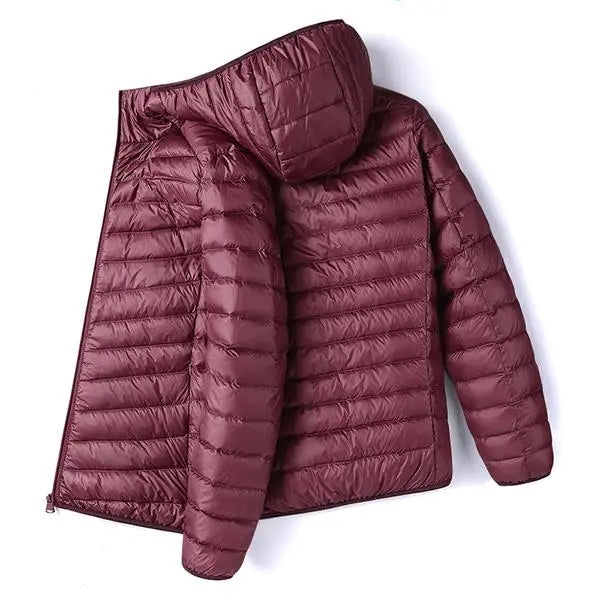 Men’s Glossy Hooded Cotton-Blend Jacket - Menswear Tops, Plain Stylish Lightweight Padded Zip-Up Windproof Outerwear, Suitable for Commuting, Outdoor Activities