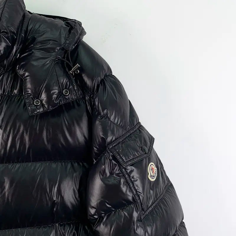 RDLT— Moncler Maya Black Logo Hooded Down Jacket Size 5