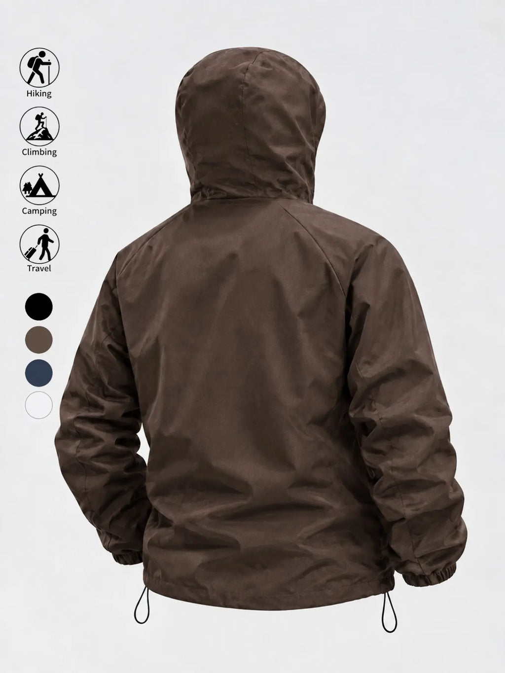 Men's Outdoor Functional Jacket, Windproof Fabric, Comfortable High Neck Hooded Design, Casual Long Sleeve, All Seasons, Durable Loose Fit