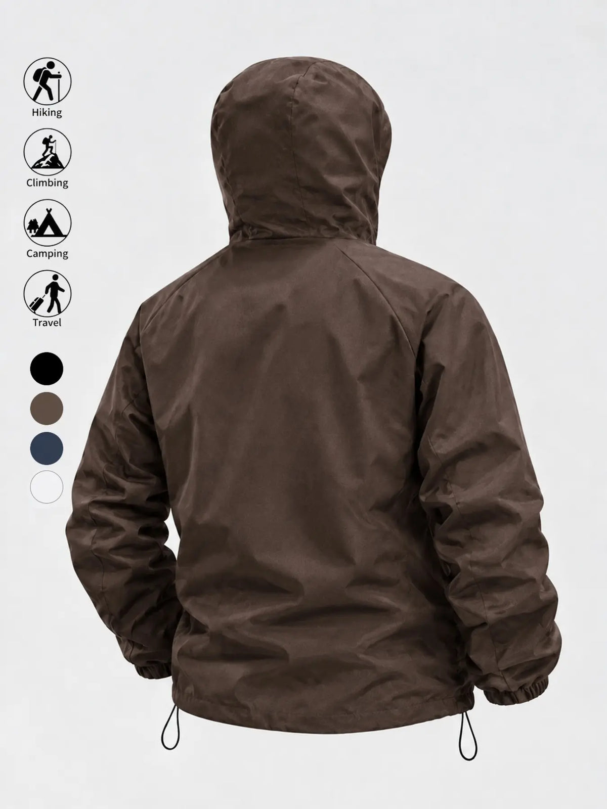 Men's Outdoor Functional Jacket, Windproof Fabric, Comfortable High Neck Hooded Design, Casual Long Sleeve, All Seasons, Durable Loose Fit