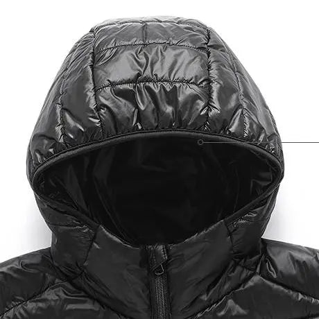 Men's Stylish Fitted Plain White Duck Down Puffer Jacket - Full-Zip, Lightweight, Windproof, Warm, Longsleeves, Male Clothing, Autumn Winter Casual Outdoor Wear, Lightweight Puffer Coat