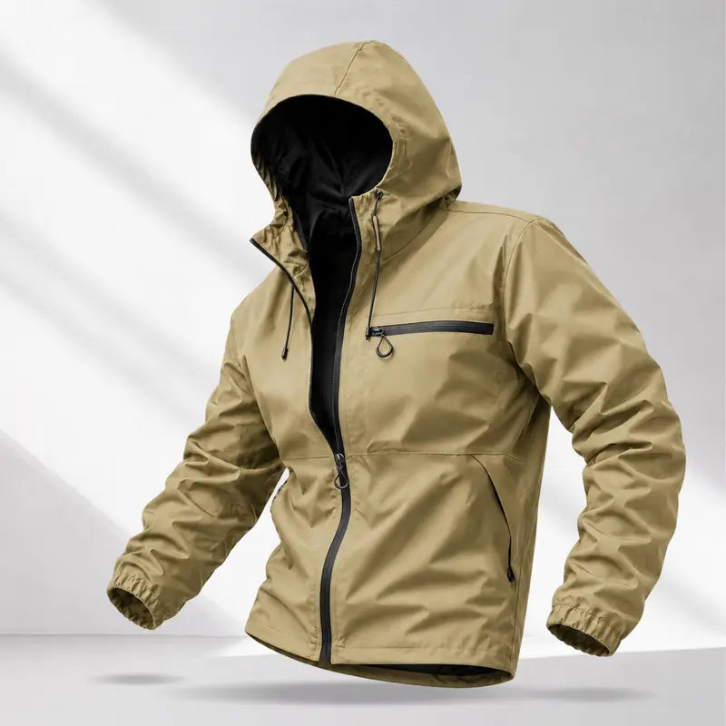 Men’s American-Style Outdoor Functional Lake Green Hooded Jacket | Lightweight Windproof Waterproof Casual Jacket, Stylish Men’s Jacket