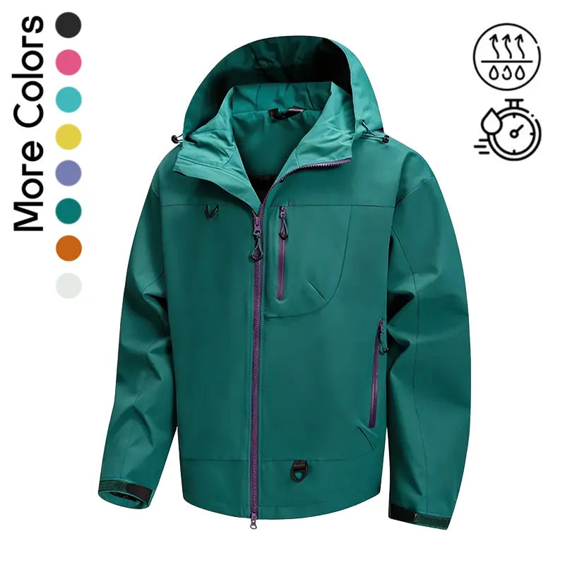 Men's Plain Polyester Long Sleeve Multi-Color Hooded Outdoor Coat - Splash-Proof, Windproof, Breathable, Lightweight, Tear-Resistant Windbreaker - Versatile Menswear Outerwear for Mountaineering, Daily Commuting