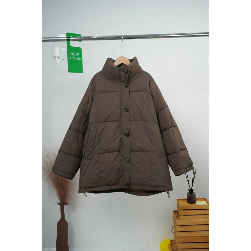 Women's Oversized White duck down Coat - Elegant Winter Warmth, 240gsm Heavyweight Winter Jacket, Solid Green (or other colors available) with White Duck White duck down Filling, Structured Fit for Fall & Winter, Hand Washable, Available, Versatil...