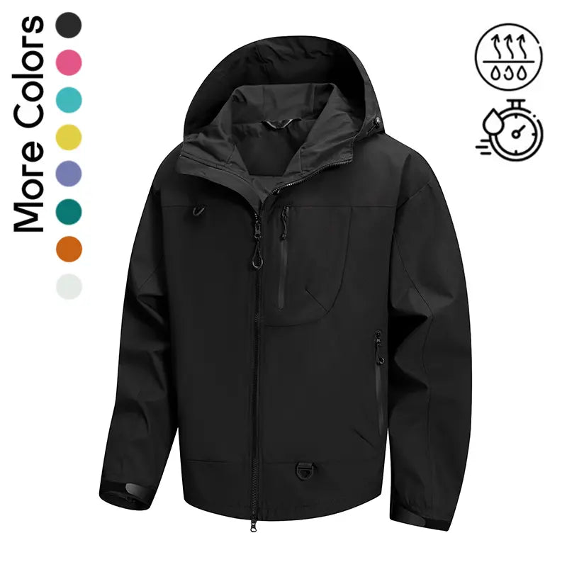 Men's Plain Polyester Long Sleeve Multi-Color Hooded Outdoor Coat - Splash-Proof, Windproof, Breathable, Lightweight, Tear-Resistant Windbreaker - Versatile Menswear Outerwear for Mountaineering, Daily Commuting