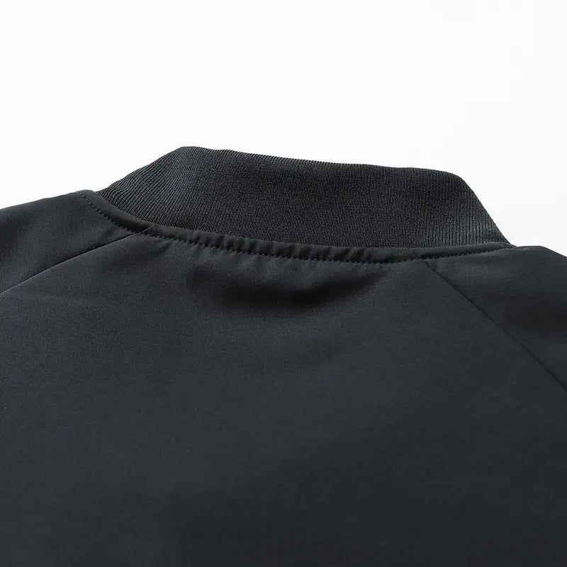 Men's Retro Long-Sleeve Plain Baseball Bomber Jacket - American-Style Lightweight Windproof Waterproof Fitted Streetwear Outerwear, Casual Daily Clothes