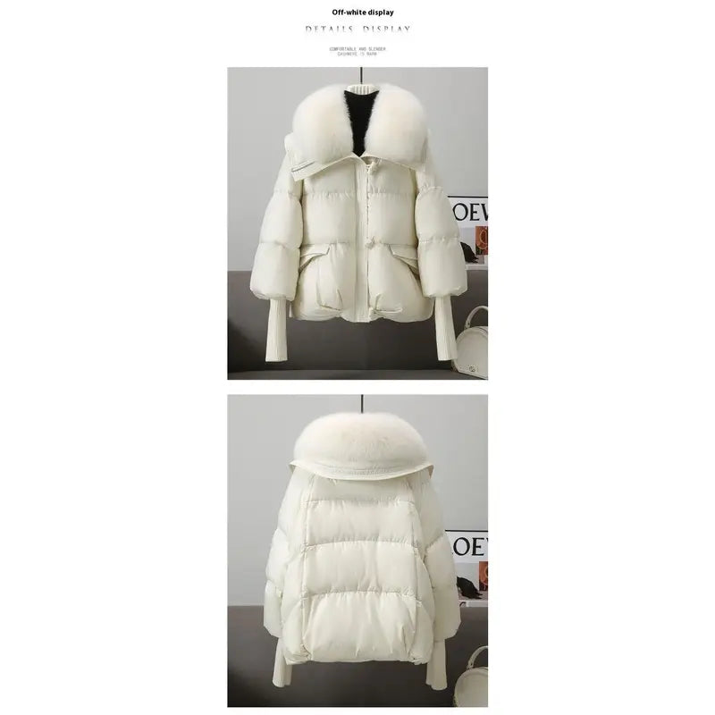 Down Cotton-padded Jacket Women's Short Fur Collar Thickened Coat Winter Clothing