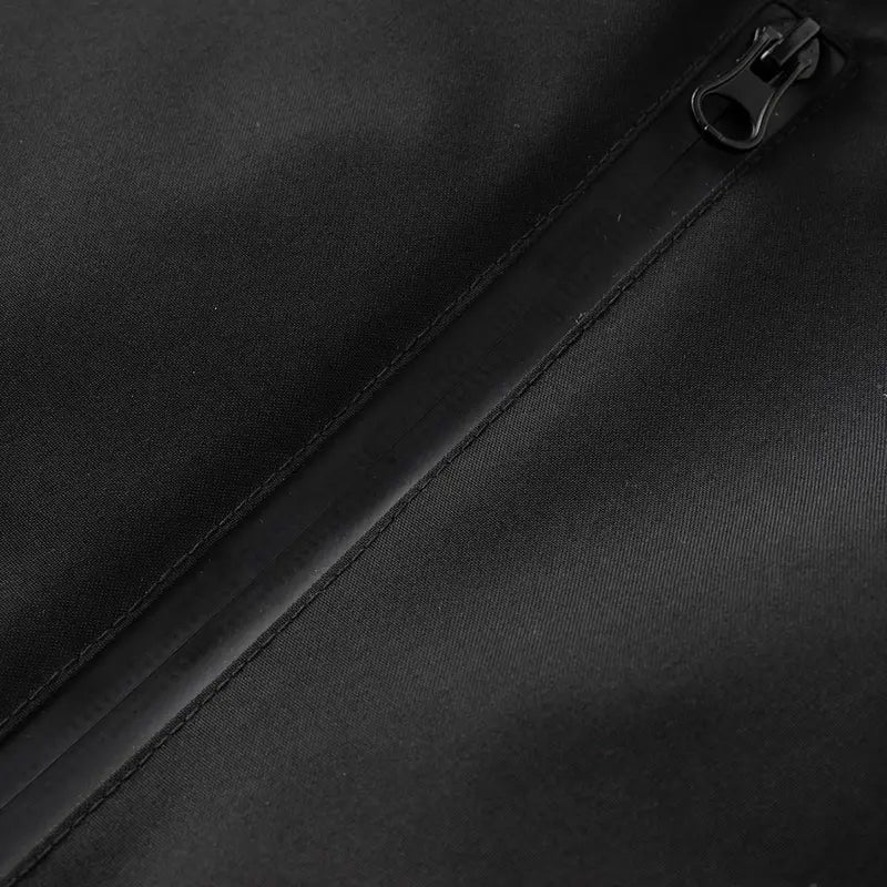 Men's Plain Block Color Hooded Windbreaker Jackets - Medium-Length Waterproof Zip-Up Rain Shell, Adjustable Hood & Cuffs, Multiple Zipper Pockets, Lightweight Menswear for Hiking, Long Sleeve Light Outdoor Casual Top