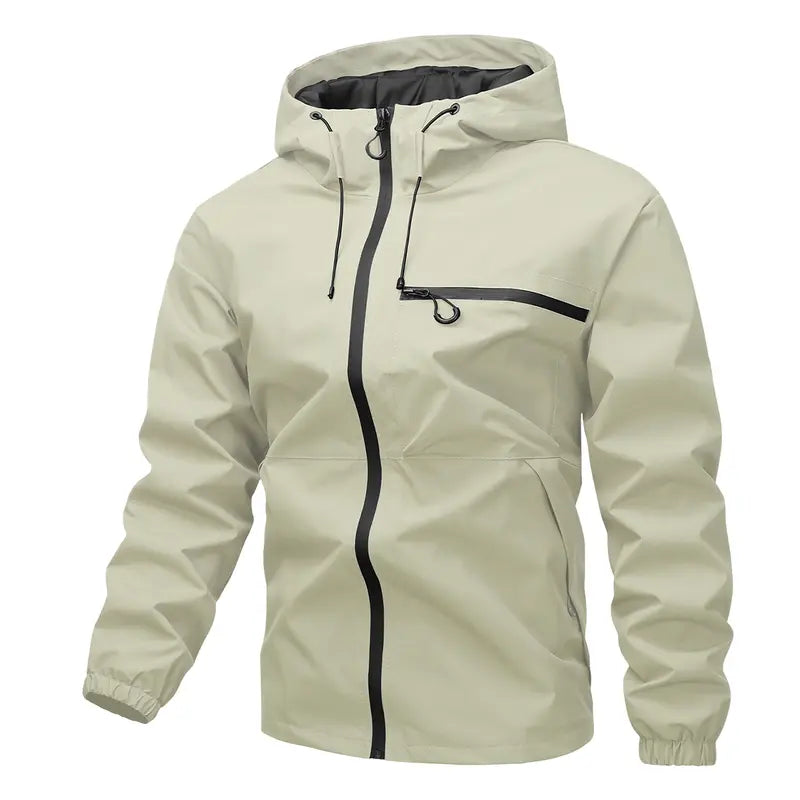 JOGWAVE Men’s Lightweight Hooded Windbreaker Jacket - Menswear Tops, Athletic Plain Regular Fit, Windproof Polyester, Long Sleeve, Zipper Closure, Pockets for Casual Outdoor Everyday Wear