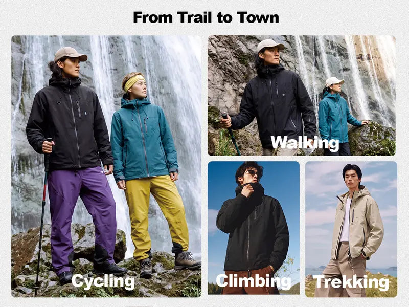 【CREATOR’S PICK】CAONAT Unisex Waterproof Hooded Jacket, Lightweight Outdoor Windbreaker with Zip Pockets, Adjustable Cuffs, Hiking & Casual Rain shell Jacket