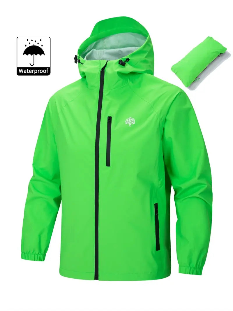 Men's Casual Sporty Hooded Jacket, Long Sleeve with Zipper & Pockets, Windproof & Waterproof, Lightweight & Soft, Ideal for Hiking, Cycling & Camping, Outerwear, Sports Casual Jacket